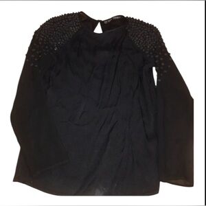 ZARA Shoulder Beaded Black transparent Long Sleeves